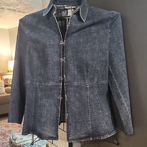 Nine West Dark Blue Jean Jacket with Hook Closures